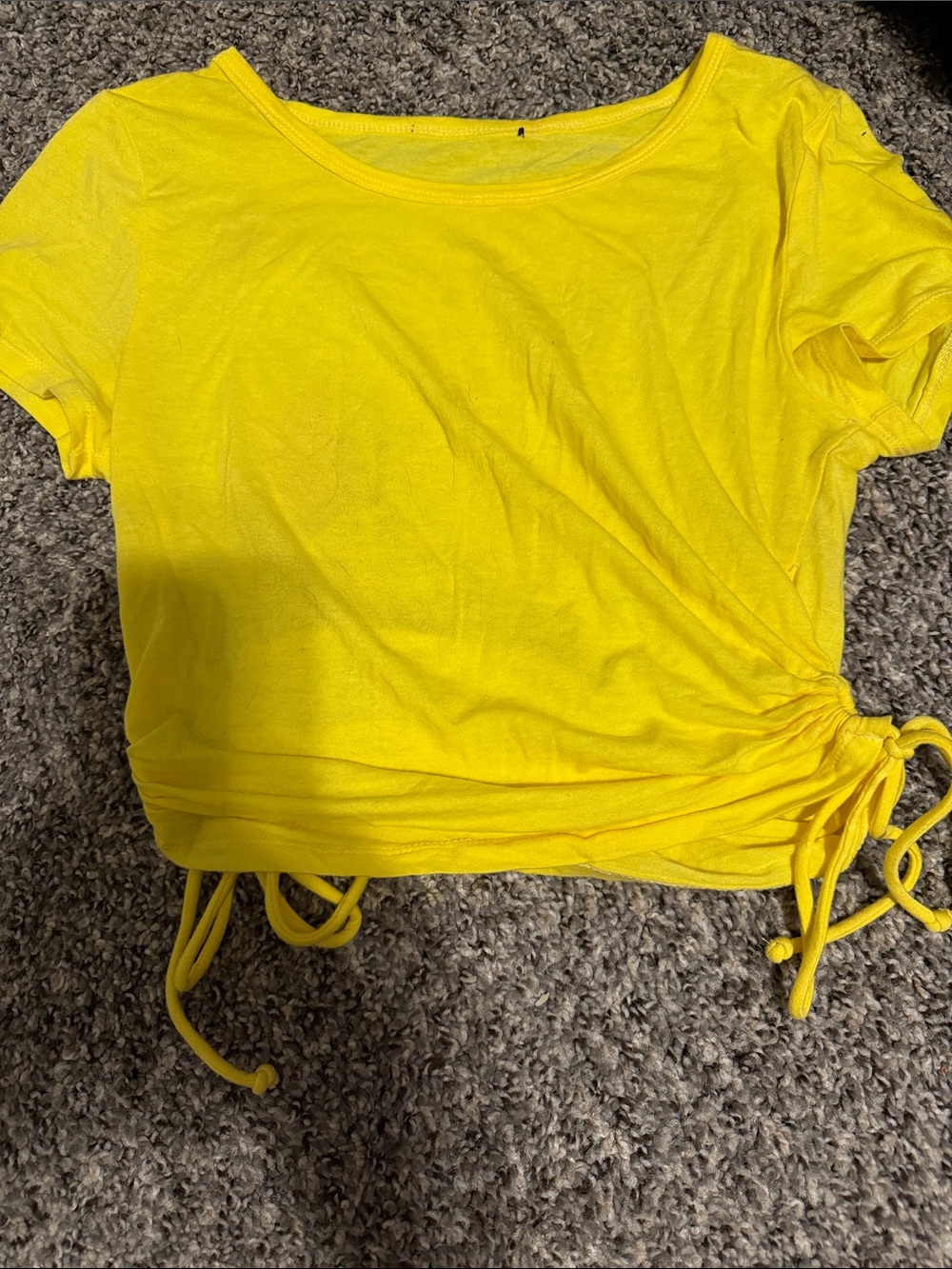 Yellow Side-Tie Crop Tee - Women